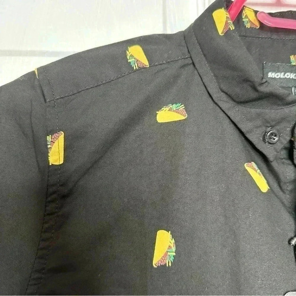 Molokai Surf  Co Taco Shirt Button-Down Black & Yellow NWT Size Large - Picture 2 of 16